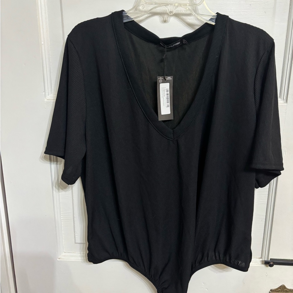 PrettyLittleThing Black Short Sleeve Bodysuit